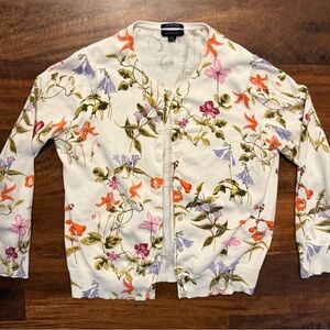 Lands' End Cream Floral Knit Top